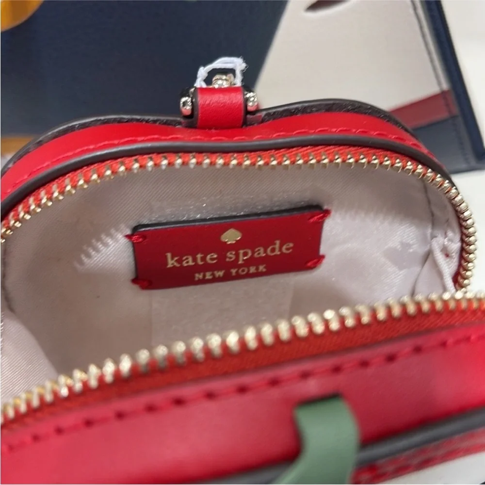 Kate Spade NOVELTY Red Honey crisp sliced apple key chain bag charm/coin purse - Picture 12 of 16